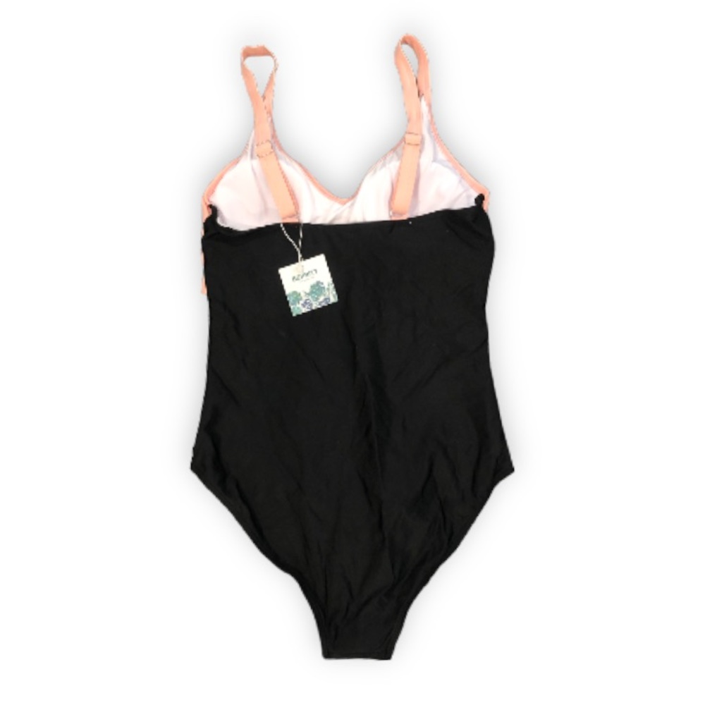 B2prity One Piece Swimsuit Front Cross Black and Pink - Picture 3 of 5